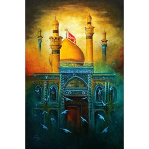 S. A. Noory, Roza Imam Hussain, 36 x 24 Inch, Acrylic on Canvas, Figurative Painting, AC-SAN-101